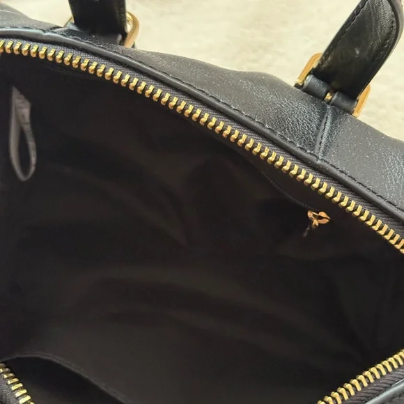 Fossil Mini Carli Satchel Crossbody Black Leather Gold Hardware - Picture 5 of 8